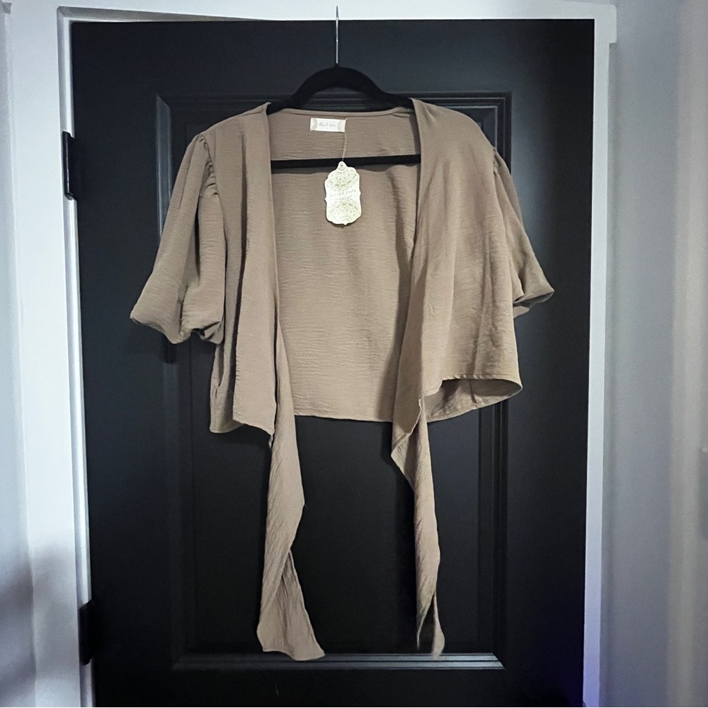NWT Altar’d State Mocha Tie-Front Top (Matching Pants Available!) - Picture 5 of 6